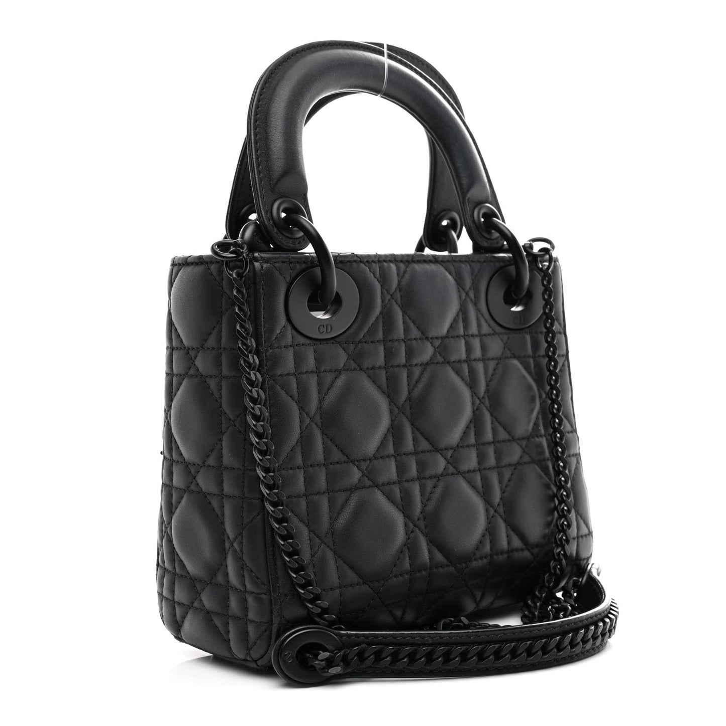 Ultra Matte Calfskin Cannage Mini Lady Dior Black