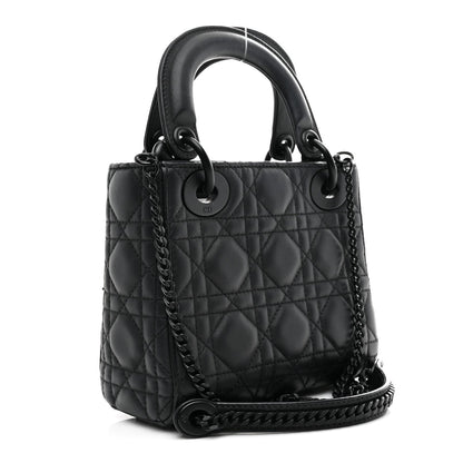 Ultra Matte Calfskin Cannage Mini Lady Dior Black