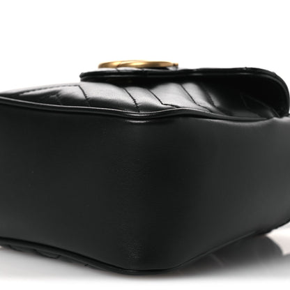 Calfskin Matelasse Front Pocket Mini GG Marmont Bucket Bag Black