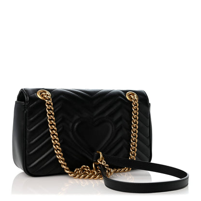 Calfskin Matelasse Medium GG Marmont Shoulder Bag Black