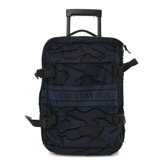 Canvas Small Diortravel Suitcase Blue Multicolor
