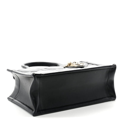 Calfskin Macrocannage Mini Book Tote Black
