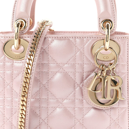 Metallic Lambskin Cannage Mini Lady Dior  Lotus