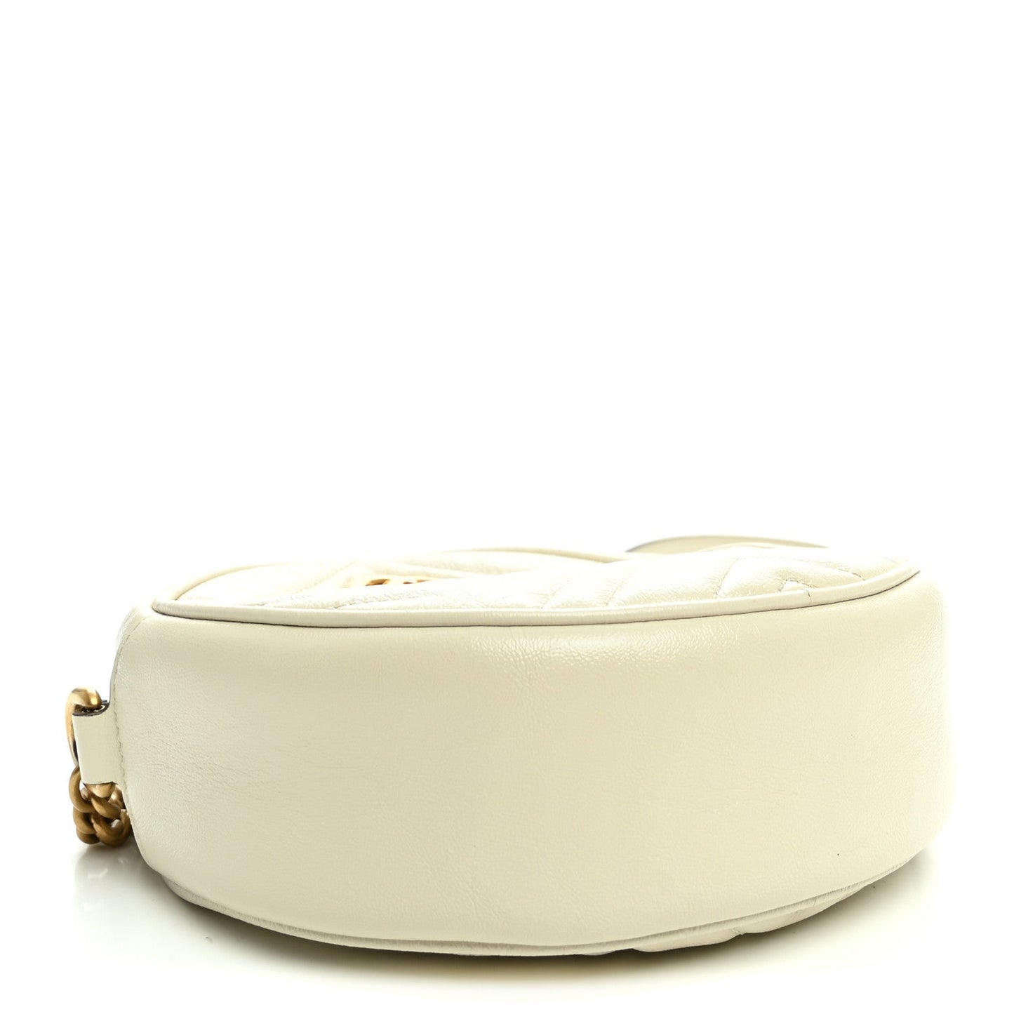 Calfskin Matelasse Mini GG Marmont Round Shoulder Bag White White
