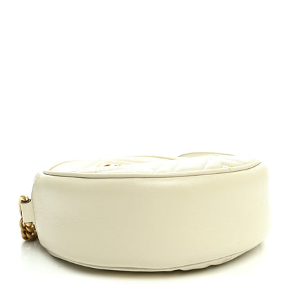 Calfskin Matelasse Mini GG Marmont Round Shoulder Bag White White