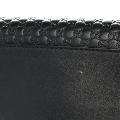 Soft Microguccissima Small Zippered Satchel Black