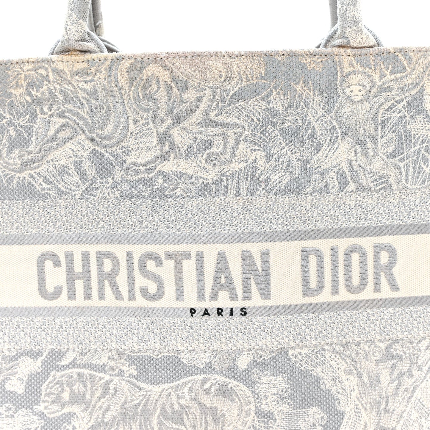 Canvas Embroidered Medium Dioriviera Toile De Jouy Reverse Book Tote Gray
