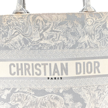 Canvas Embroidered Medium Dioriviera Toile De Jouy Reverse Book Tote Gray