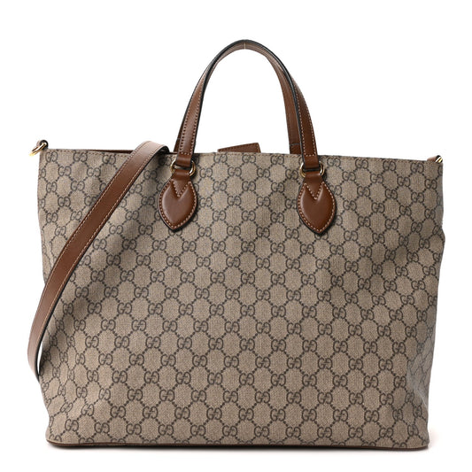 Soft GG Supreme Monogram Medium Crossbody Tote Beige Cuir