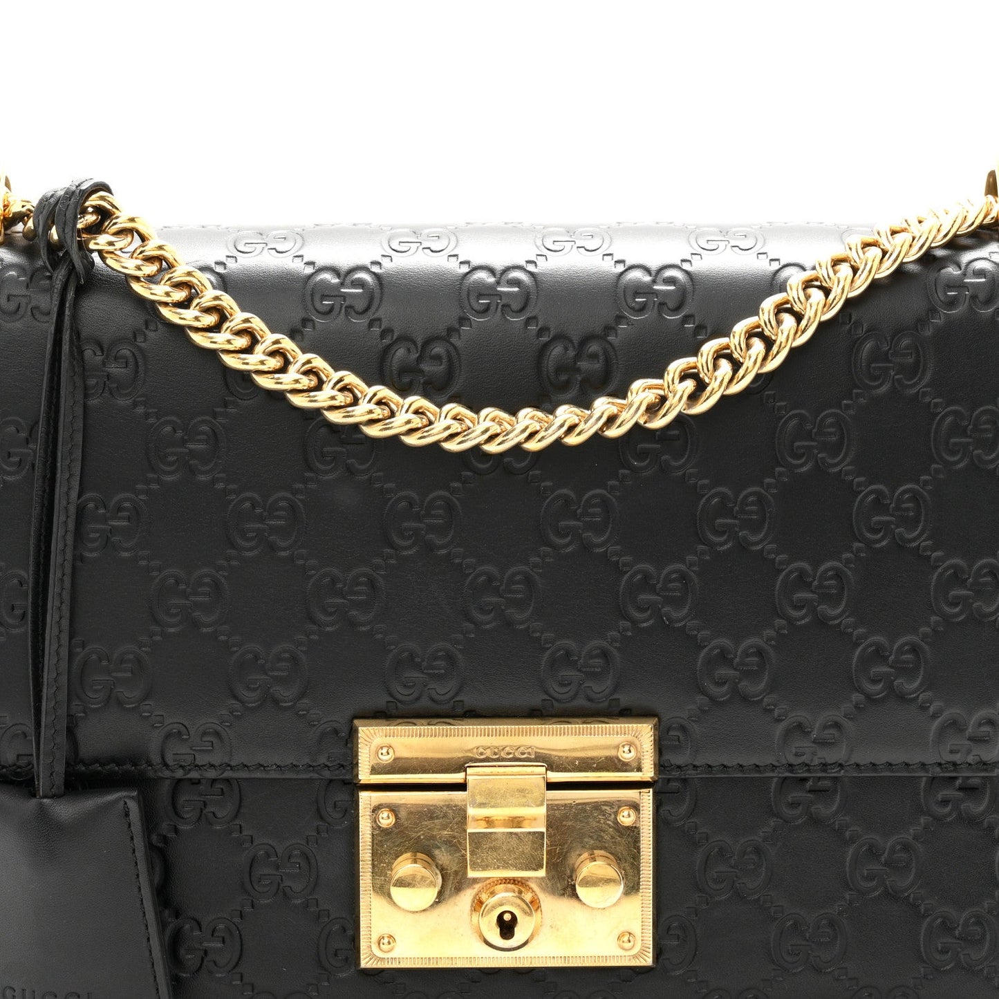 Guccissima Medium Padlock Shoulder Bag Black