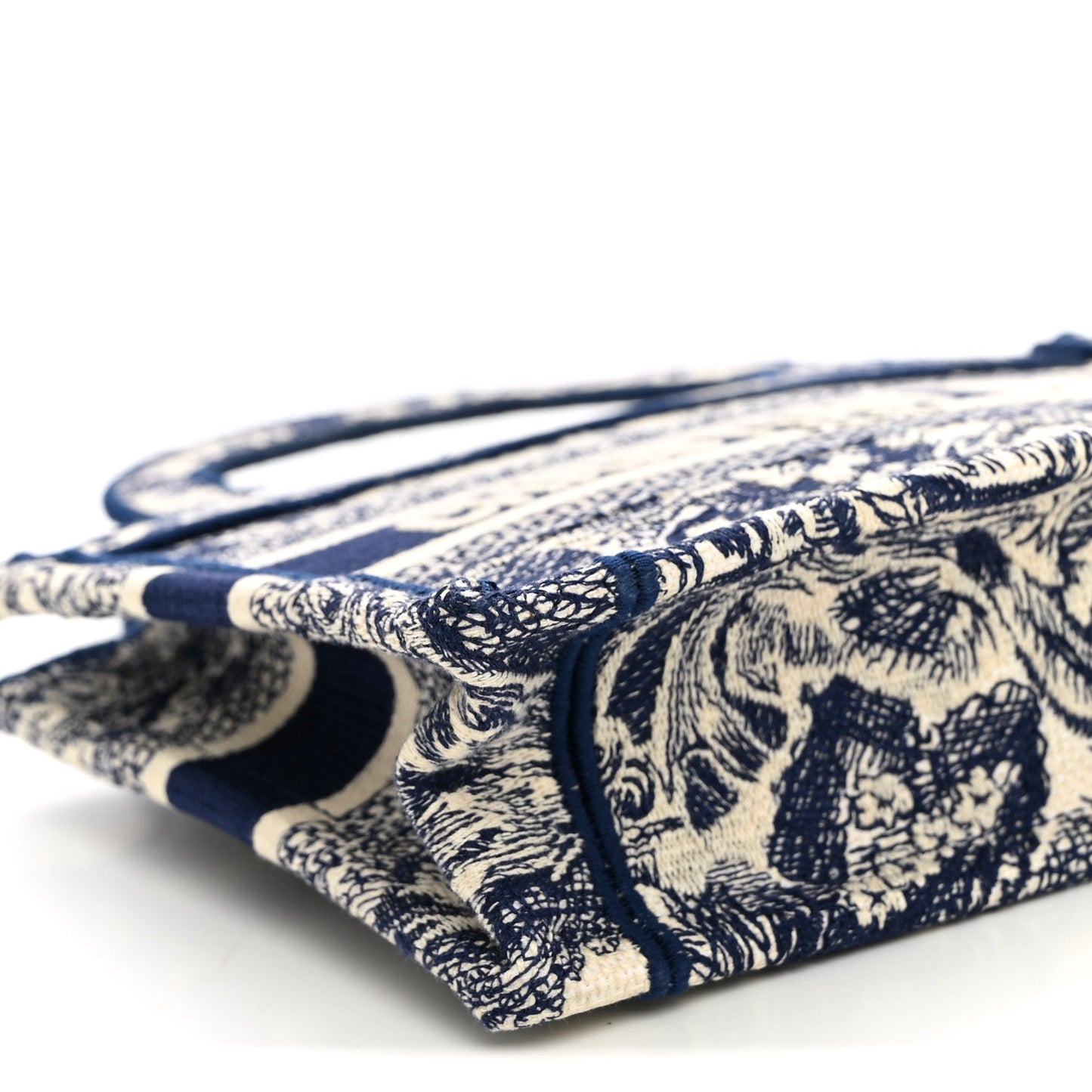 Canvas Embroidered Mini Toile De Jouy Book Tote Blue