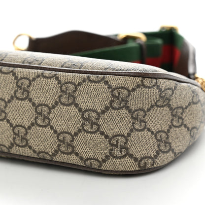 GG Supreme Monogram Textured Dollar Calfskin Web Small Ophidia GG Handbag Beige Ebony New Acero