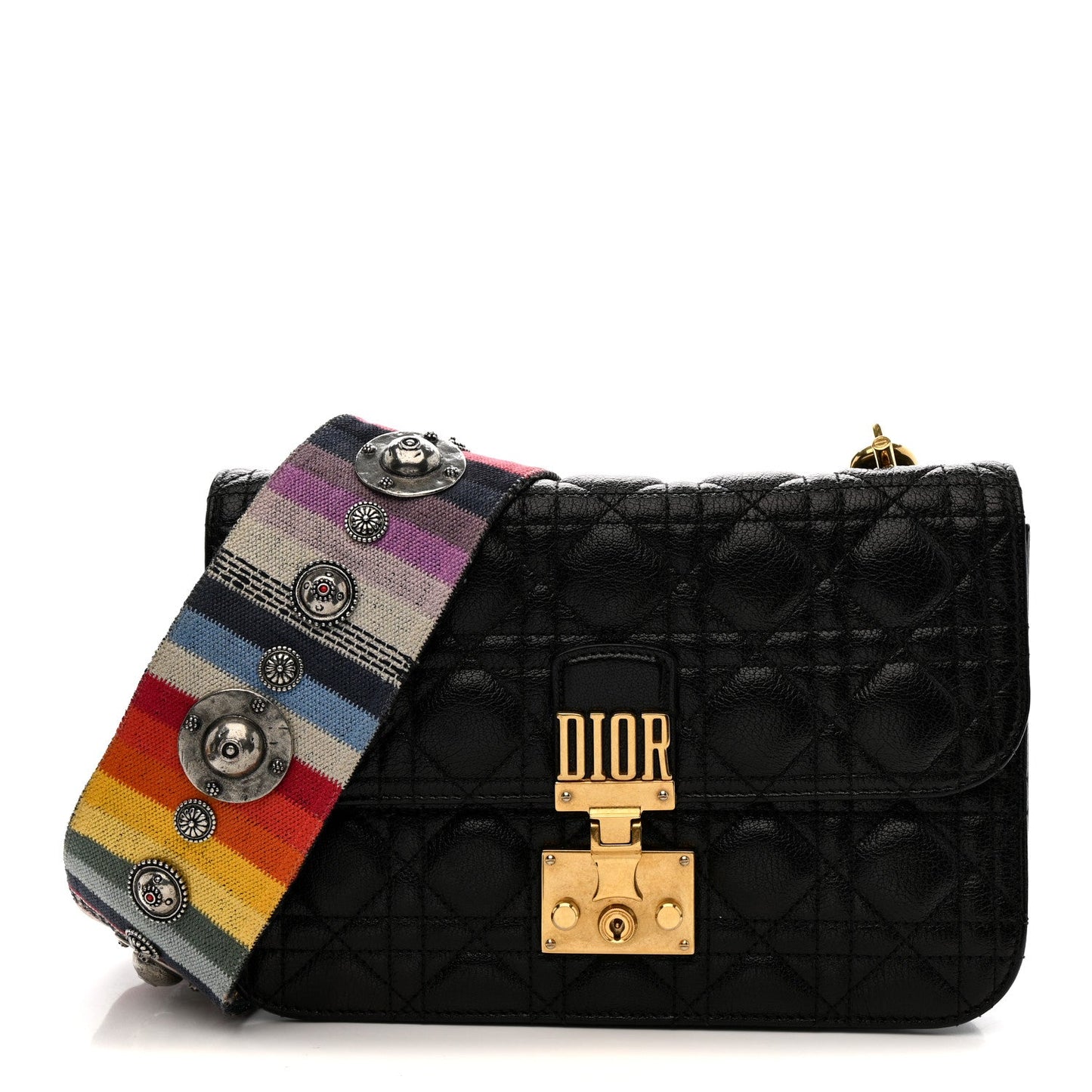 Lambskin Cannage Large Dioraddict Flap J’Adior Strap Black