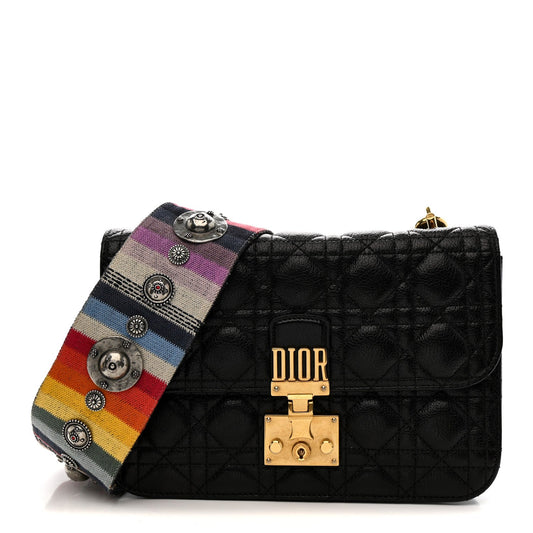 Lambskin Cannage Large Dioraddict Flap J’Adior Strap Black