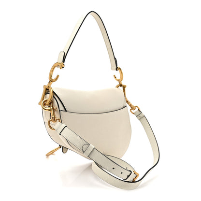 Grained Calfskin Saddle Bag With Strap Latte