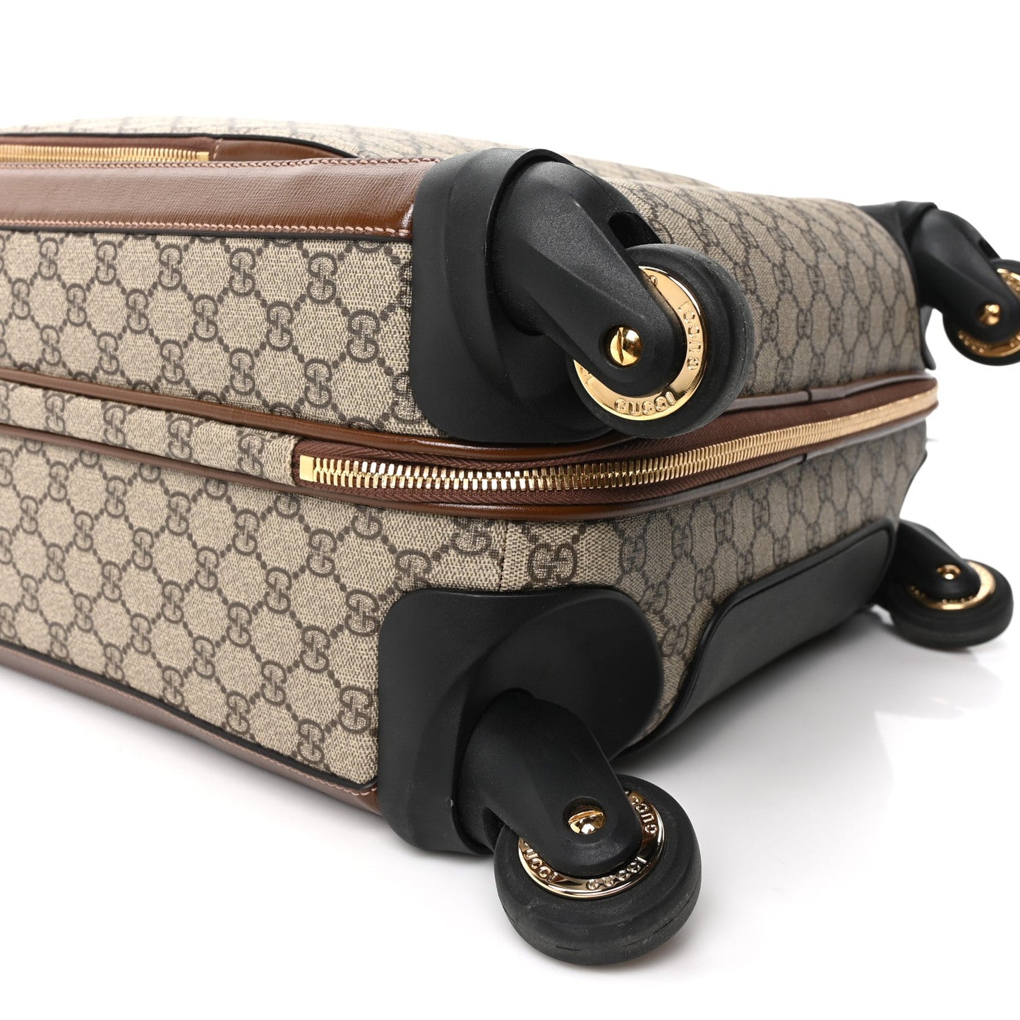 GG Supreme Monogram Azalea Calfskin Retro Interlocking G Small Savoy Cabin Trolley Beige Ebony Brown Sugar