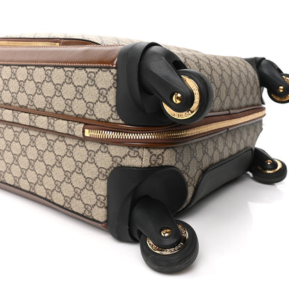 GG Supreme Monogram Azalea Calfskin Retro Interlocking G Small Savoy Cabin Trolley Beige Ebony Brown Sugar