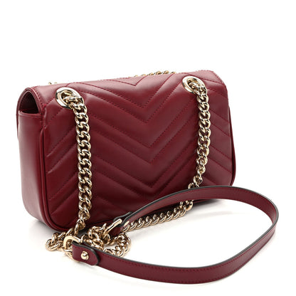Calfskin Matelasse Mini GG Marmont Shoulder Bag Rosso Ancora