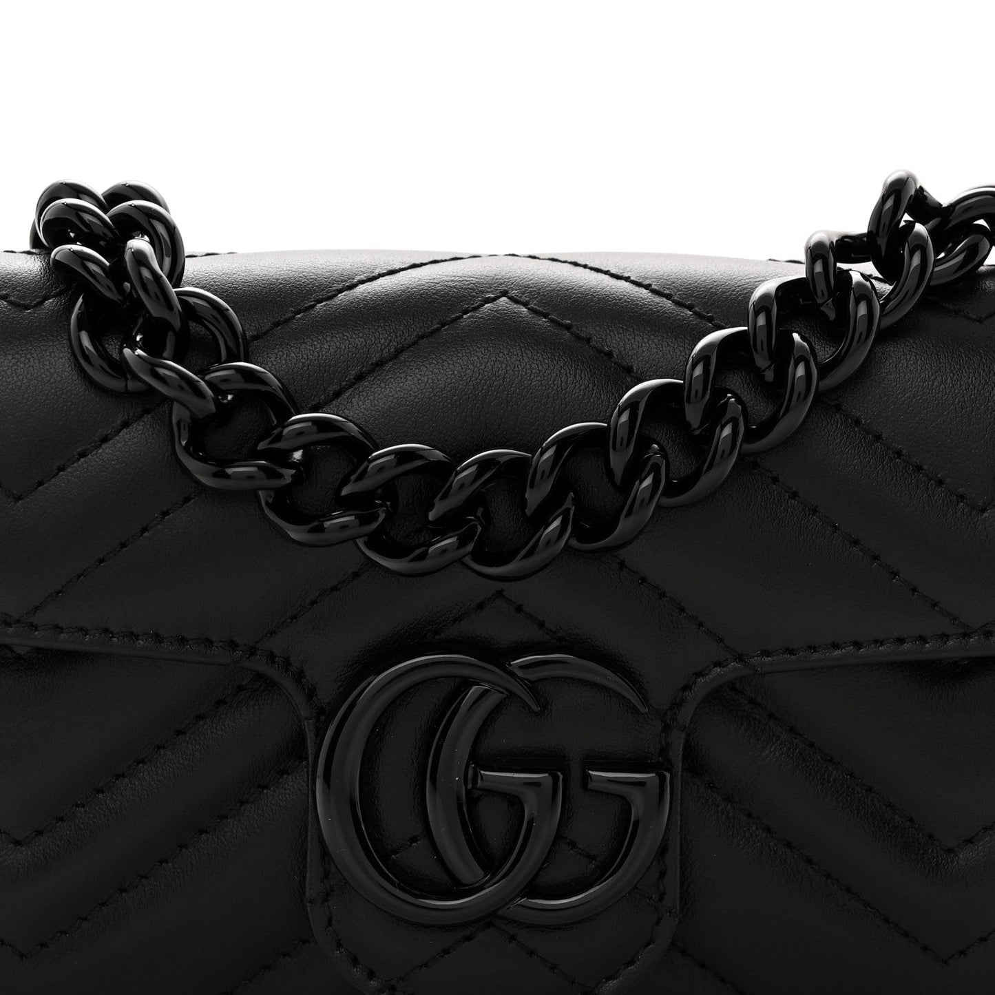 Calfskin Matelasse Monochrome GG Marmont Chain Belt Bag Black