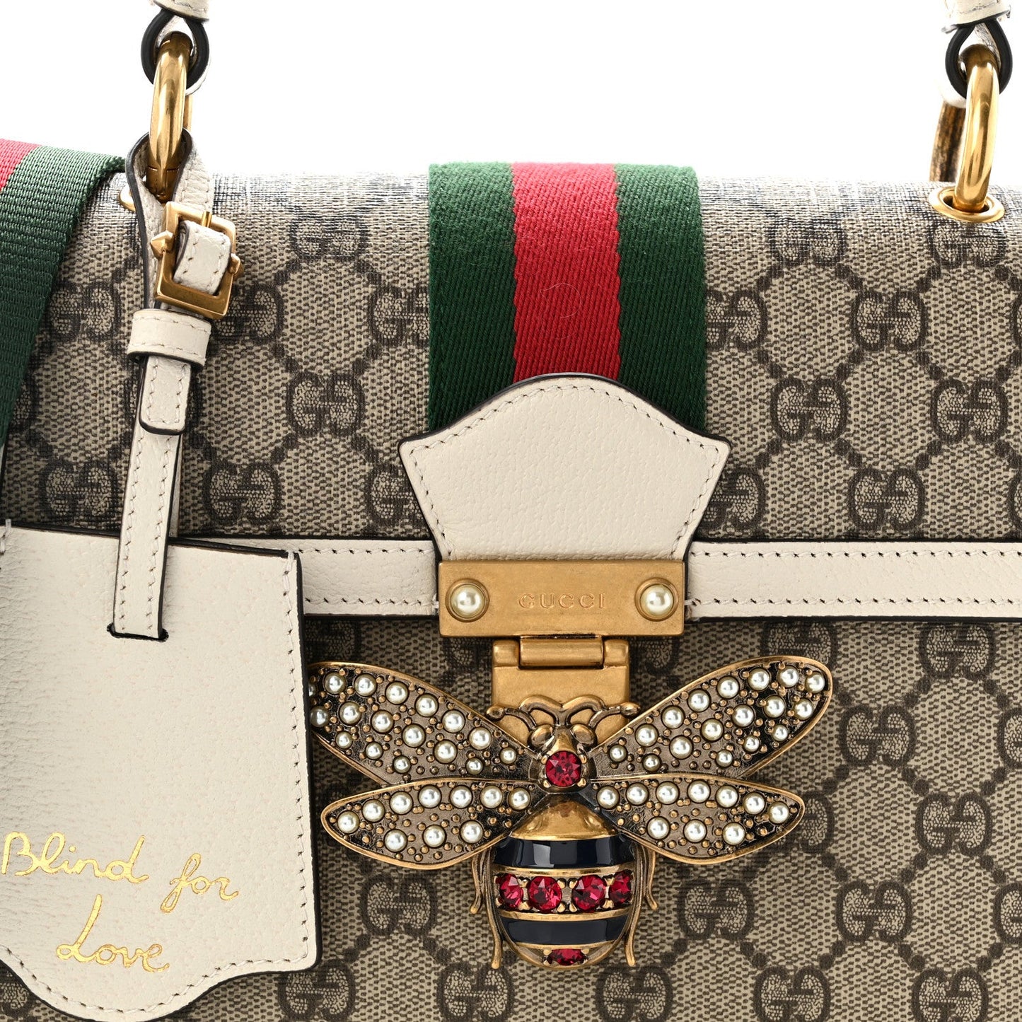 GG Supreme Monogram Small Queen Margaret Top Handle Bag White