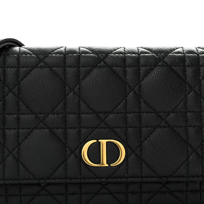 Supple Calfskin Caro Pouch with Chain Black
