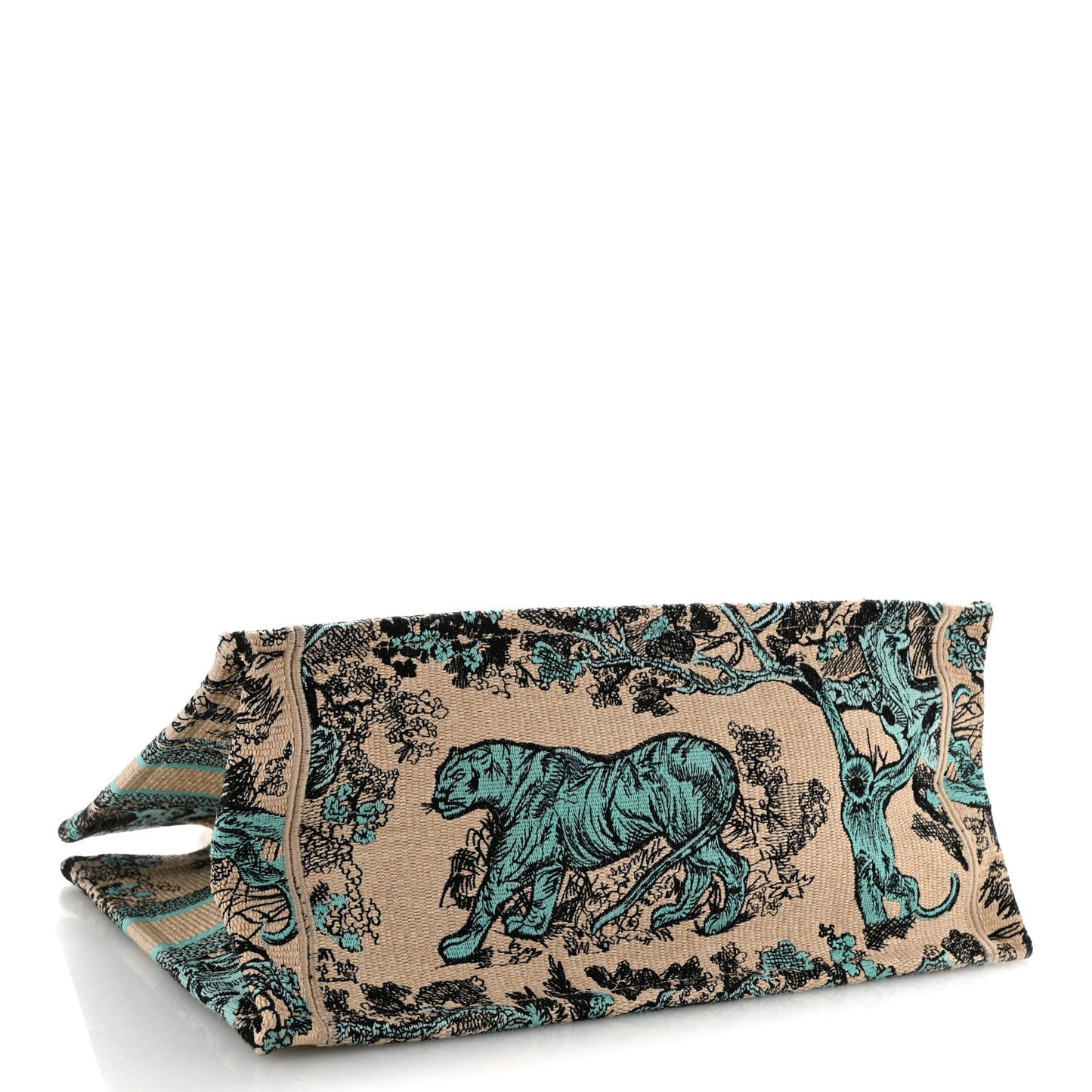 Raffia Embroidered Dioriviera Medium Book Tote Aquamarina