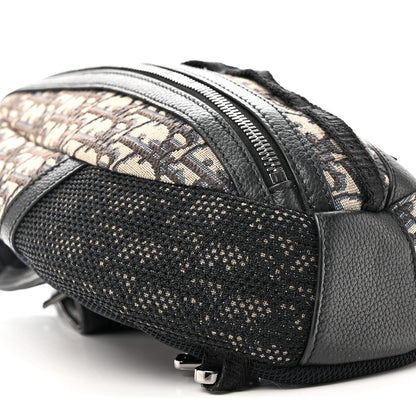 Grained Calfskin Oblique Scarab Sling Bag Blue Black