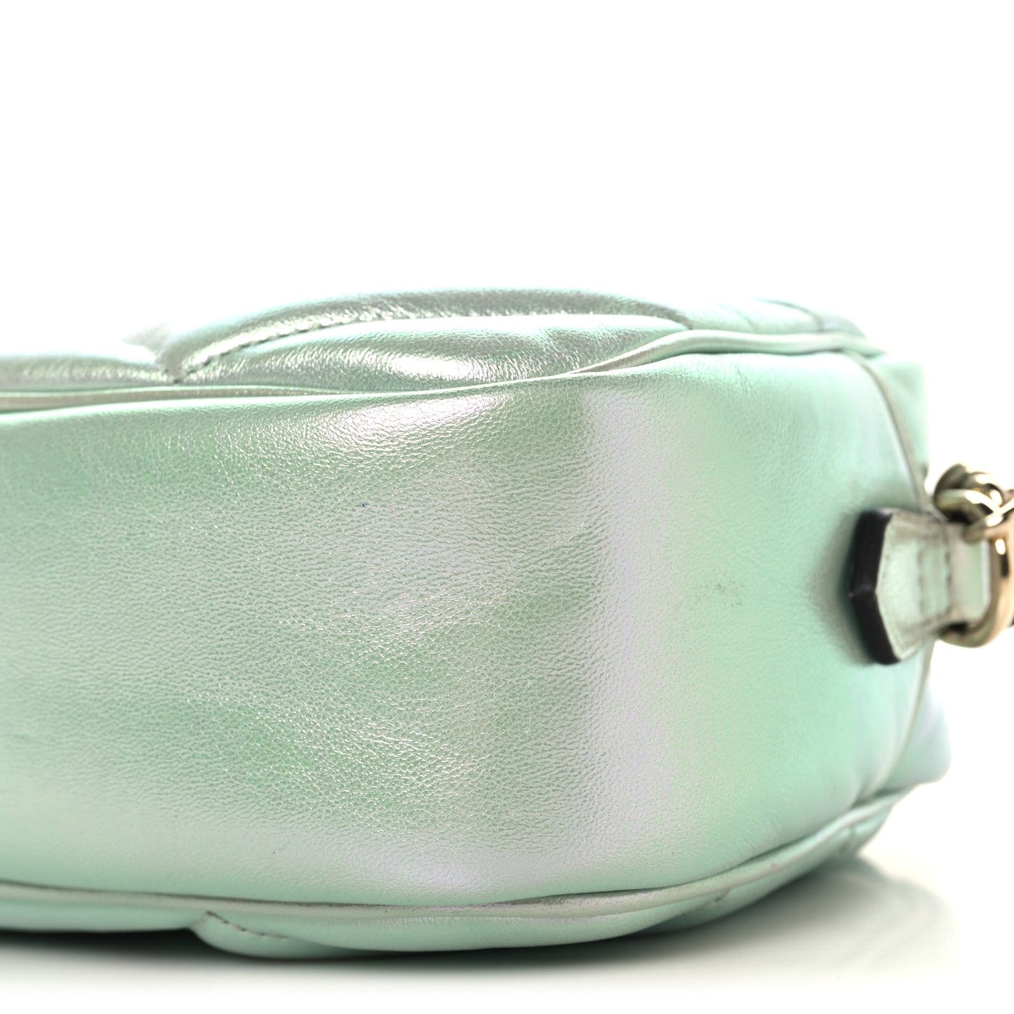 Iridescent Nappa Chevron Matelasse Small GG Marmont Chain Shoulder Bag Iridescent Salvy Green