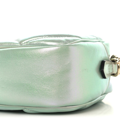 Iridescent Nappa Chevron Matelasse Small GG Marmont Chain Shoulder Bag Iridescent Salvy Green