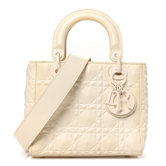Calfskin Cannage Diamond Small My ABCDior Lady Dior White