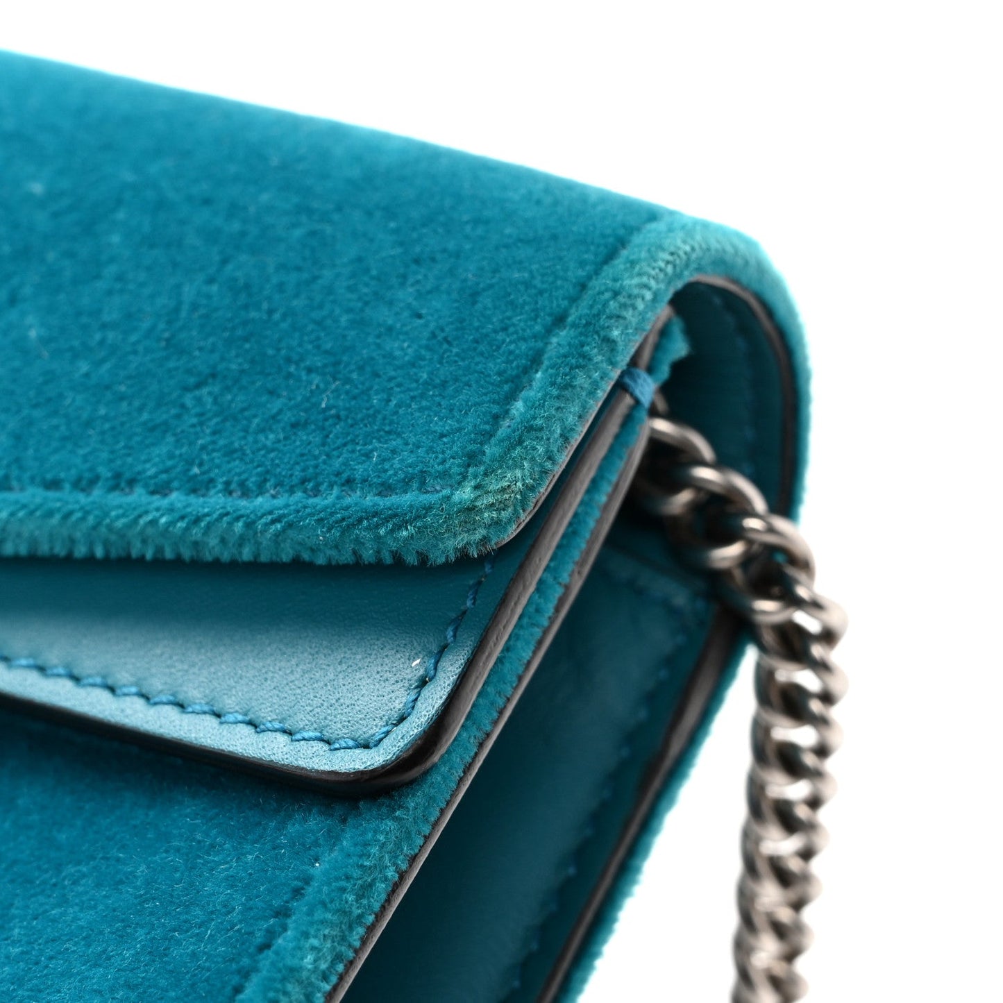 Velvet Super Mini Dionysus Shoulder Bag Pavone Cyan