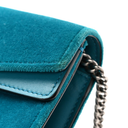Velvet Super Mini Dionysus Shoulder Bag Pavone Cyan