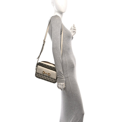 GG Supreme Monogram Small Horsebit 1955 Shoulder Bag Beige Mystic White