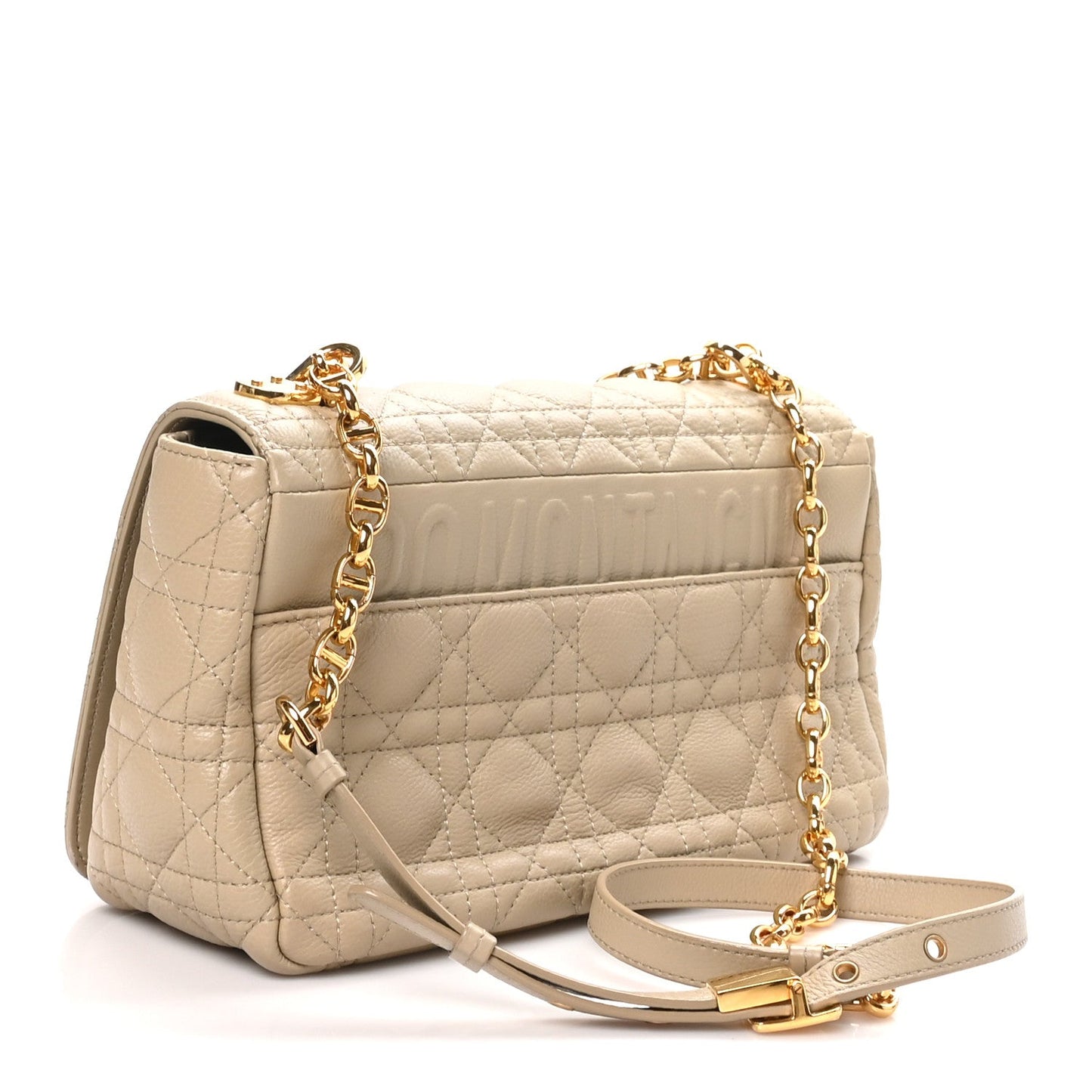 Supple Calfskin Cannage Medium Caro Bag Beige