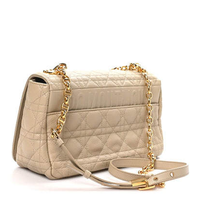 Supple Calfskin Cannage Medium Caro Bag Beige