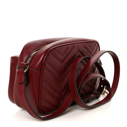 Calfskin Matelasse Small GG Marmont 2.0 Shoulder Bag Rosso Ancora