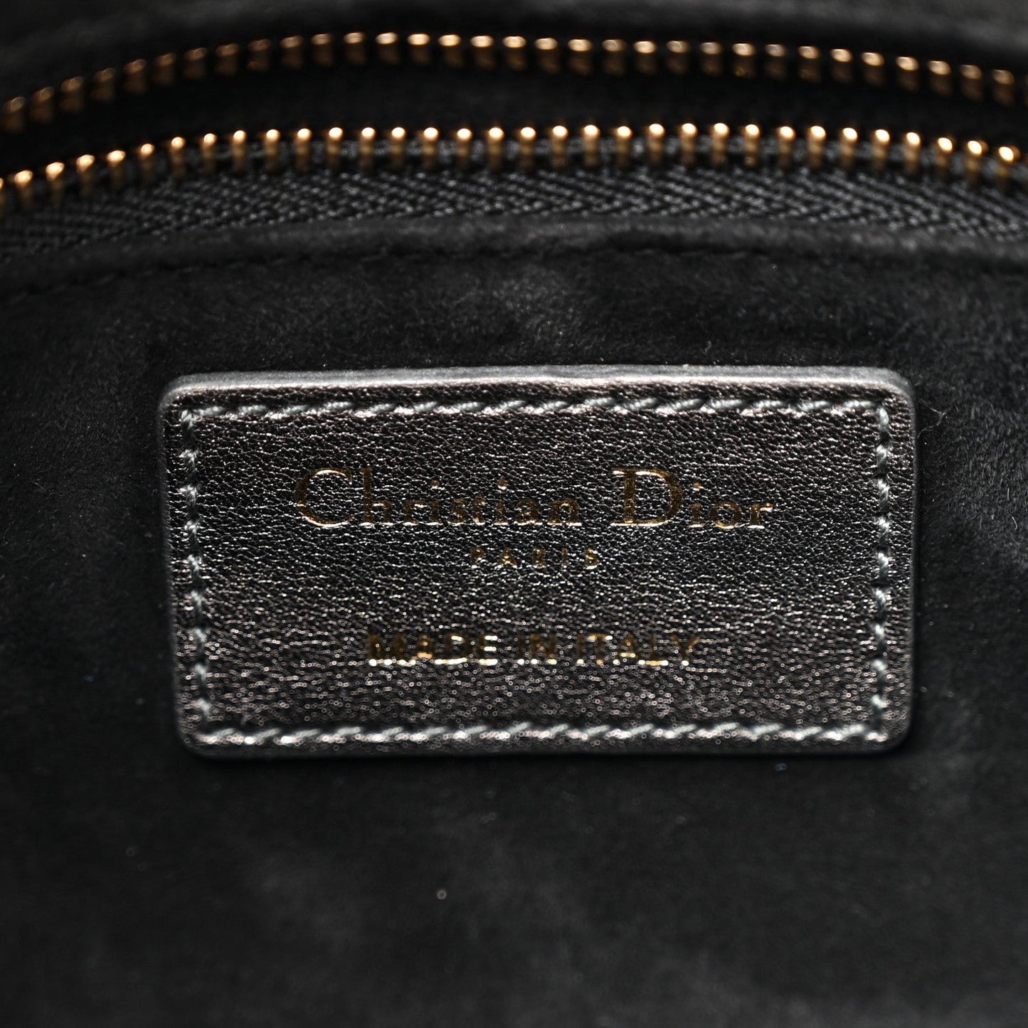 Metallic Lambskin Cannage Small My ABCDior Lady Dior Dark Silver