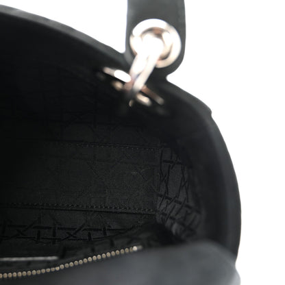Metallic Calfskin Cannage Mini Lady Dior Black