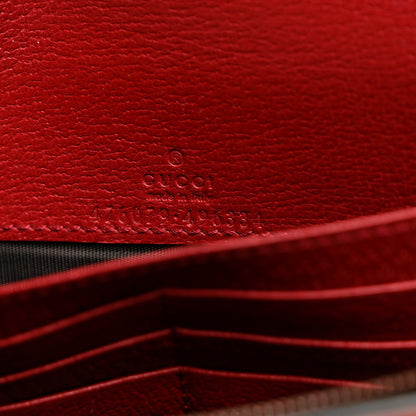 GG Supreme Monogram Web Queen Margaret Chain Wallet Red
