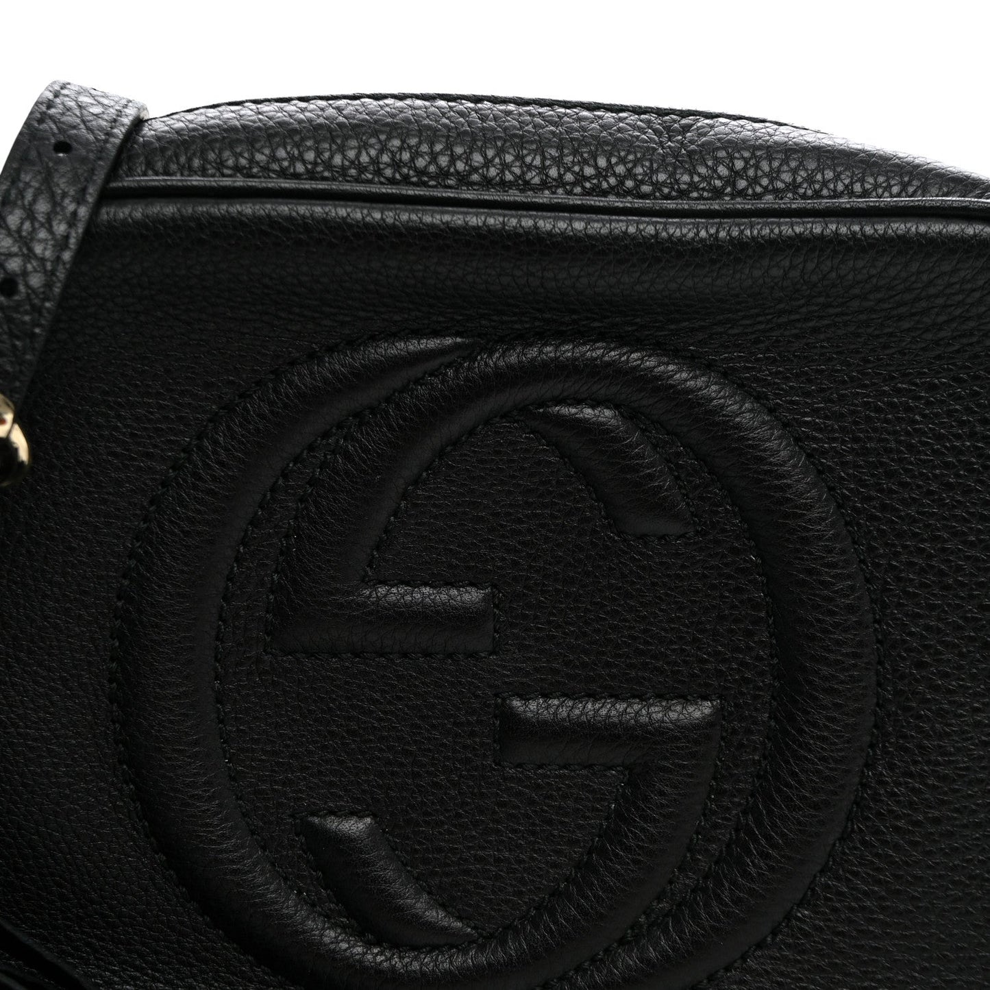 Pebbled Calfskin Small Soho Disco Bag Black