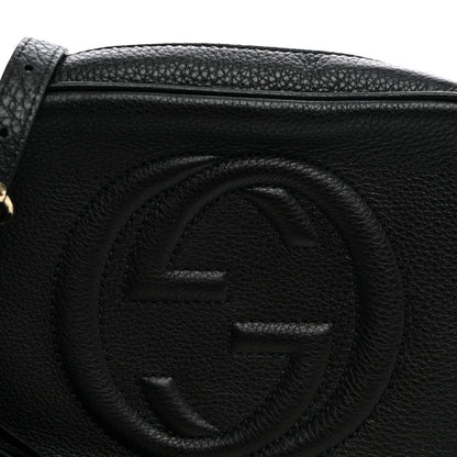 Pebbled Calfskin Small Soho Disco Bag Black