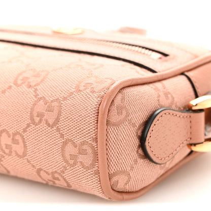 Monogram Textured Dollar Calfskin Mini Ophidia Shoulder Bag Cloche Rose Pink