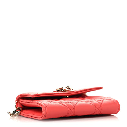 Lambskin Cannage Miss Dior Glycine Wallet on Chain Pink