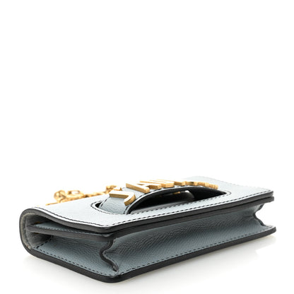 Grained Calfskin Mini J'Adior Chain Flap Bag Sky Blue