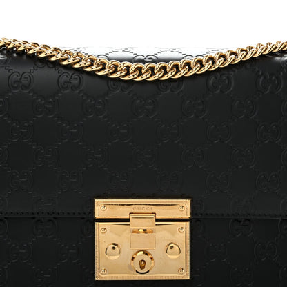 Guccissima Medium Padlock Shoulder Bag Black