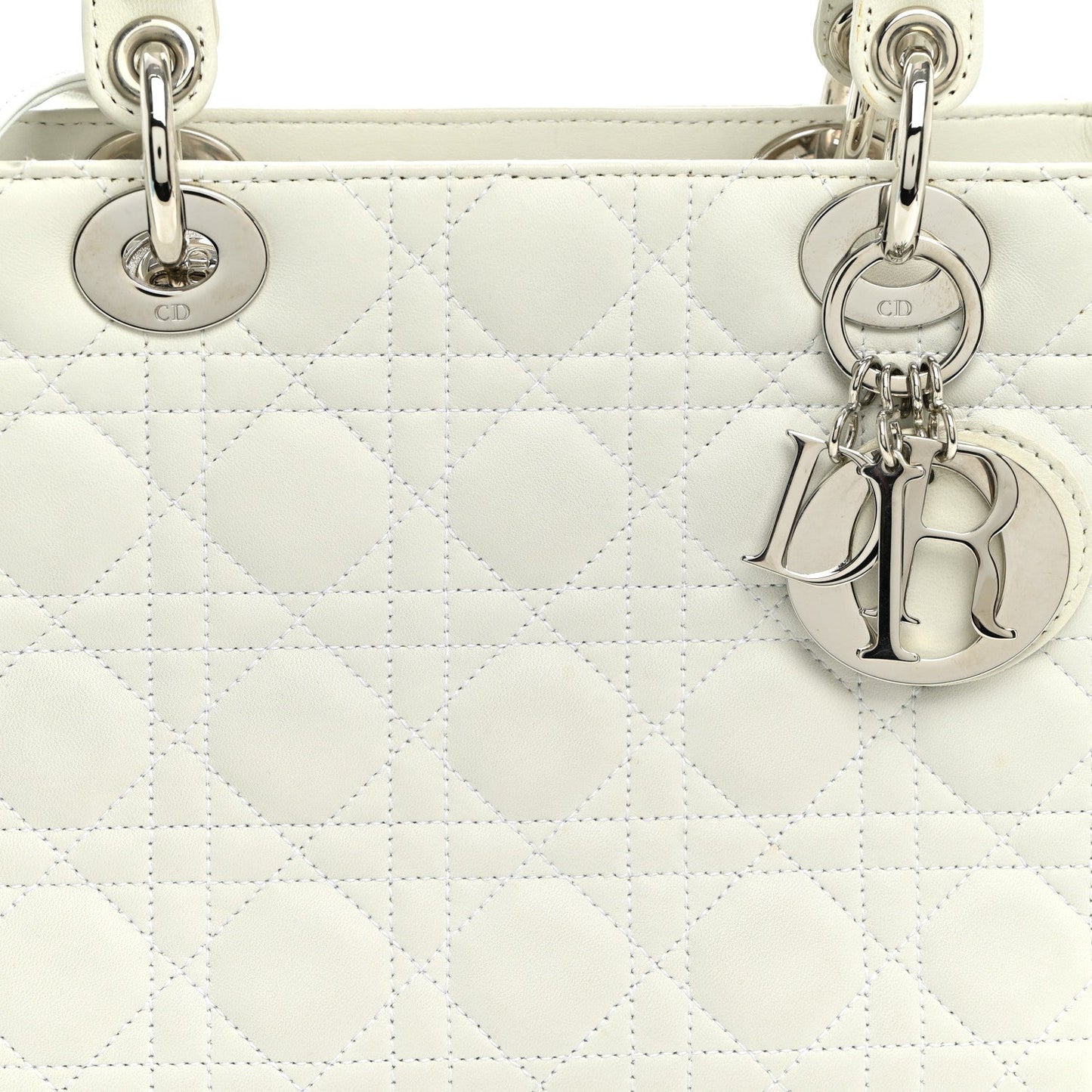 Lambskin Cannage Medium Lady Dior White