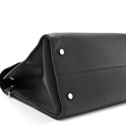 Grained Calfskin Large Diorever Flap Black