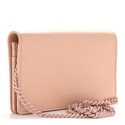 Dollar Calfskin Enamel Monochrome Mini GG Marmont Chain Wallet Perfect Pink