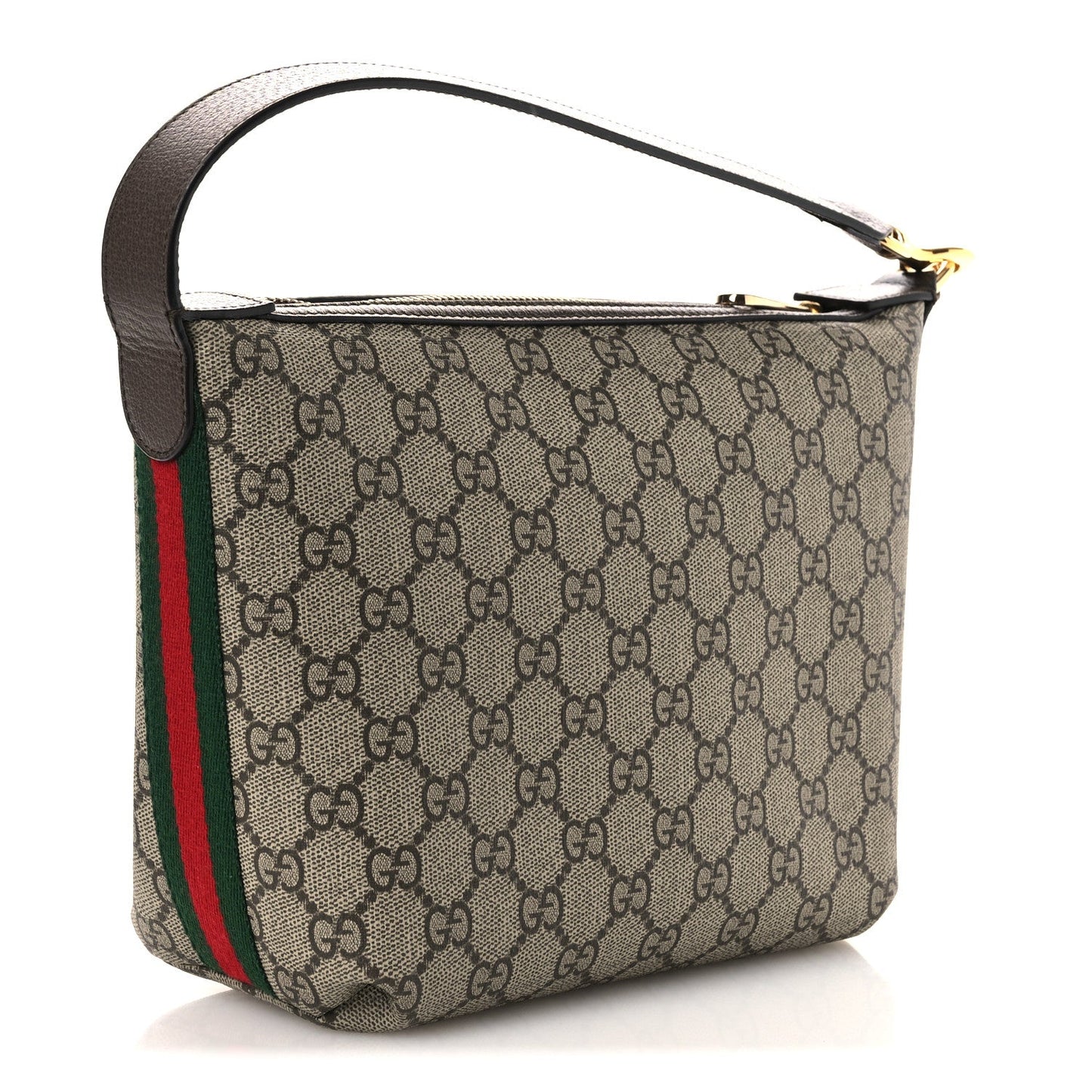 GG Supreme Monogram Textured Calfskin Web Super Mini Ophidia Shoulder Bag Beige Ebony New Acero