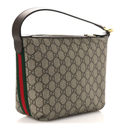 GG Supreme Monogram Textured Calfskin Web Super Mini Ophidia Shoulder Bag Beige Ebony New Acero